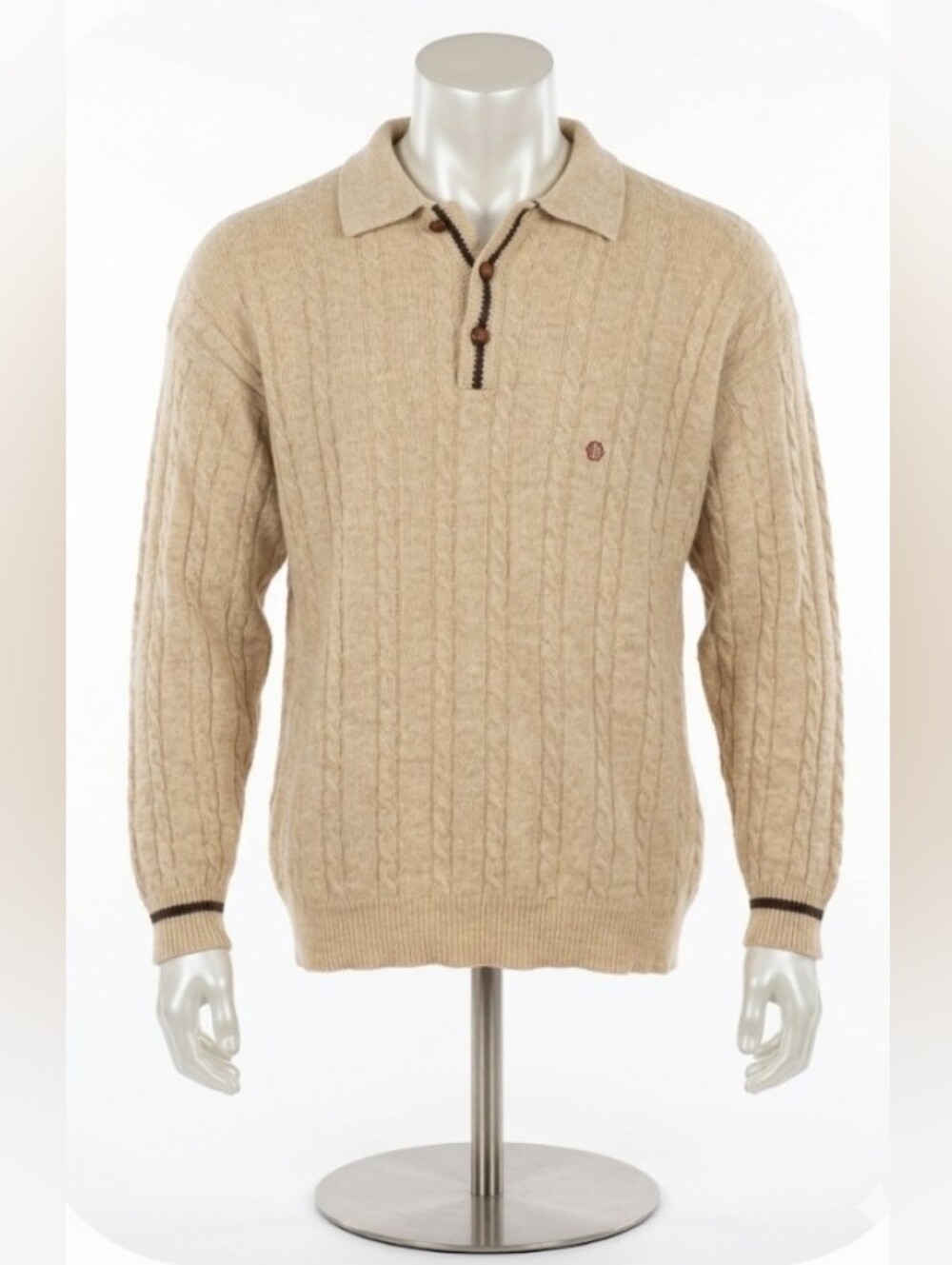 UNITED COLORS OF BENETTON Men's Vintage Wool Henley Pullover Made in Italy